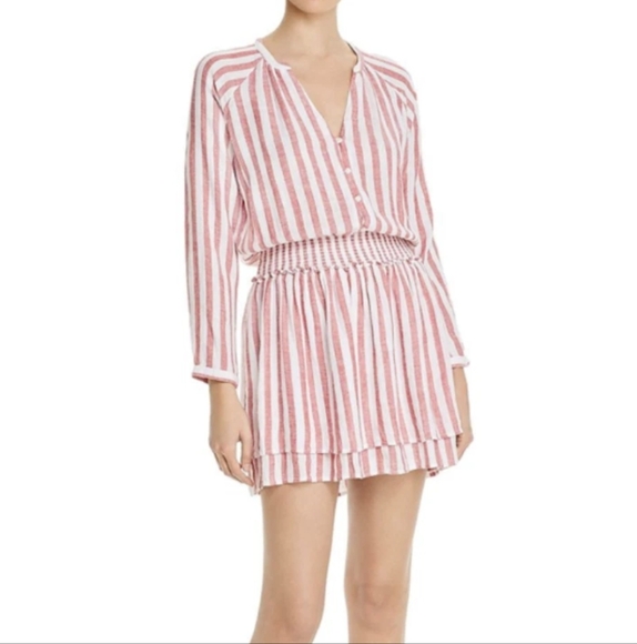 Rails Jasmine Mini Rayon Linen Dress Carmine Stripe S NEW - Picture 1 of 10